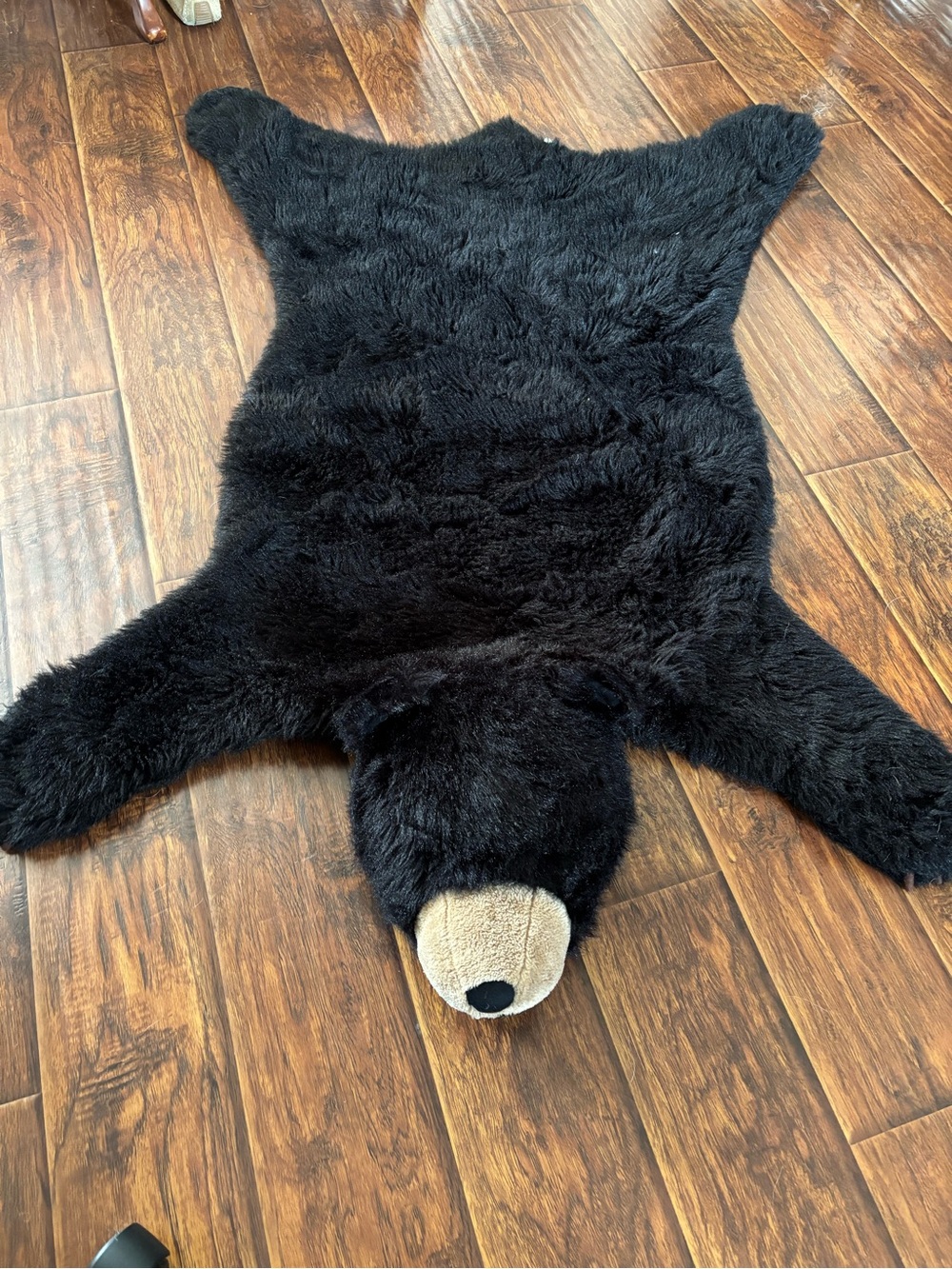 Source Unknown Plush Black Faux Bear Accent Rug